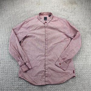 Armani Exchange AX Shirt Men XXL 2XL Red White Checkered Button Up Long Sleeve